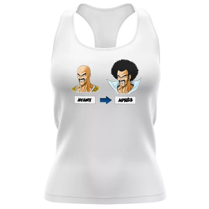 Débardeur Femme Parodie Dragon Ball Z - DBZ Avant - Après - Nappa, Hercule Satan