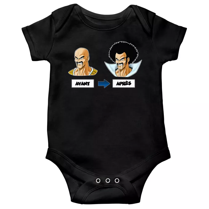 Body bébé manches courtes Parodie Dragon Ball Z - DBZ Avant - Après - Nappa, Hercule Satan