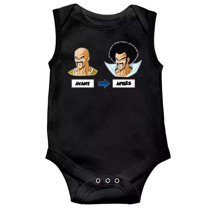 Body bébé sans manches Parodie Dragon Ball Z - DBZ Avant - Après - Nappa, Hercule Satan