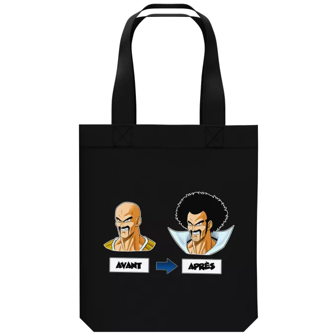Sac Tote Bag en coton Bio Parodie Dragon Ball Z - DBZ Avant - Après - Nappa, Hercule Satan