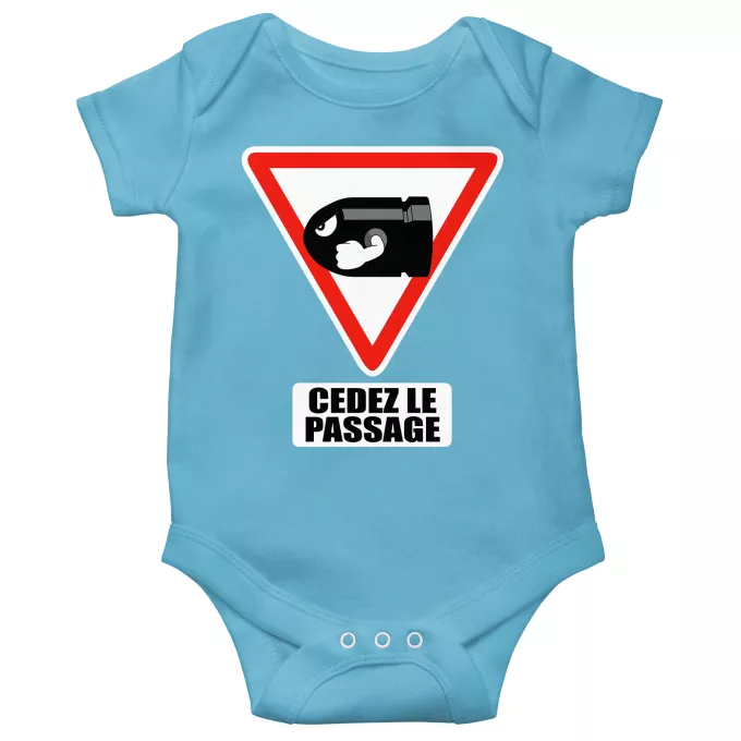 Body bébé manches courtes (garçons) Parodie Mario Kart Cédez le passage ! - Bill Ball