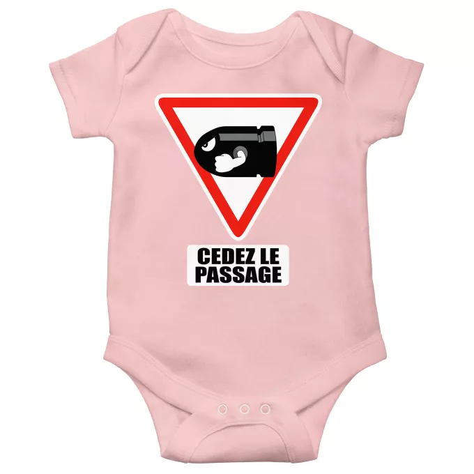 Body bébé manches courtes (Filles) Parodie Mario Kart Cédez le passage ! - Bill Ball