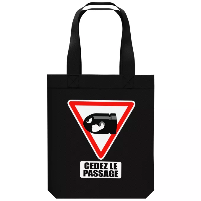 Sac Tote Bag en coton Bio Parodie Mario Kart Cédez le passage ! - Bill Ball
