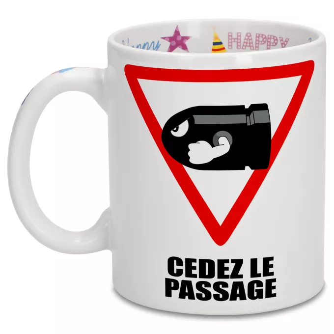 Mugs Anniversaire Parodie Mario Kart Cédez le passage ! - Bill Ball