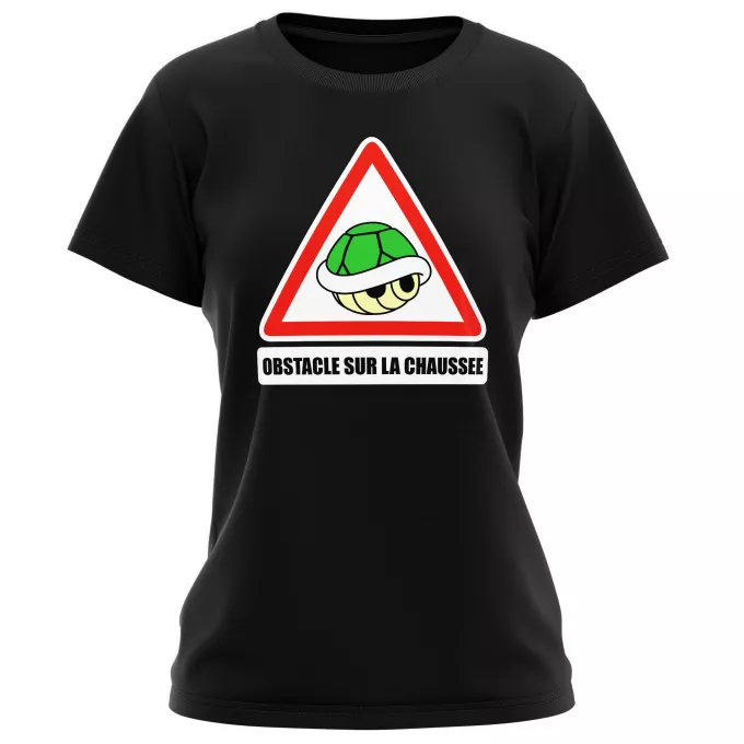 T-shirts Femmes Parodie Mario Kart Obstacle sur la chaussée ! - La carapace verte