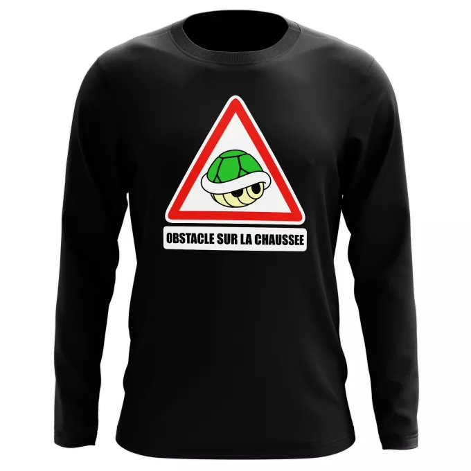 T-Shirts manches longues Parodie Mario Kart Obstacle sur la chaussée ! - La carapace verte