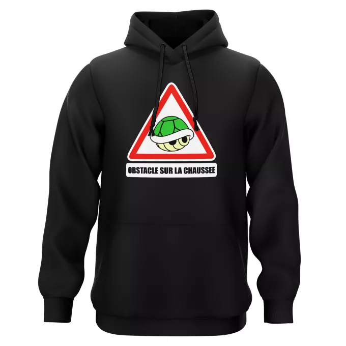 Sweat-shirts à Capuche Parodie Mario Kart Obstacle sur la chaussée ! - La carapace verte