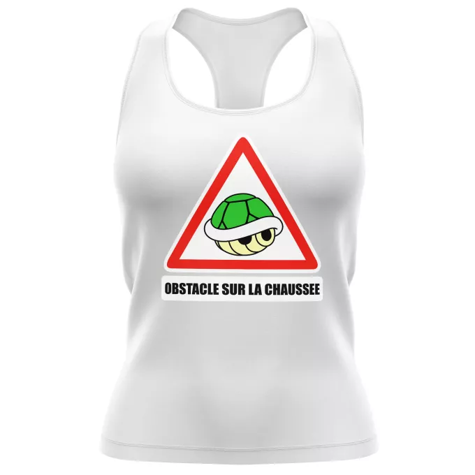 Débardeur Femme Parodie Mario Kart Obstacle sur la chaussée ! - La carapace verte