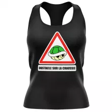 Débardeur Femme La carapace verte « Obstacle sur la chaussée ! » – Parodie Mario Kart
