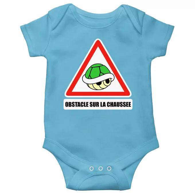Body bébé manches courtes (garçons) Parodie Mario Kart Obstacle sur la chaussée ! - La carapace verte