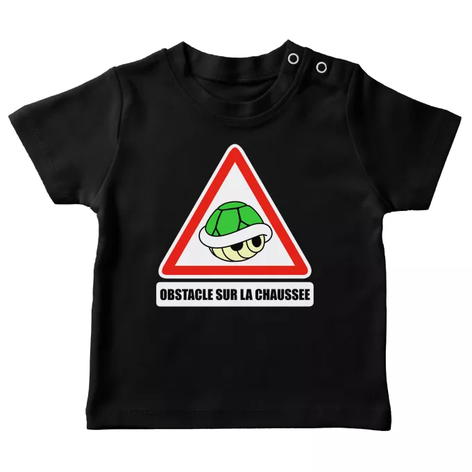 T-shirts bébé Parodie Mario Kart Obstacle sur la chaussée ! - La carapace verte