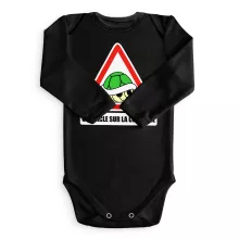 Body bébé manches longues La carapace verte « Obstacle sur la chaussée ! » – Parodie Mario Kart