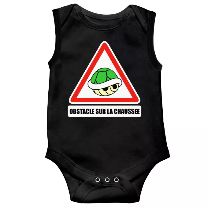 Body bébé sans manches Parodie Mario Kart Obstacle sur la chaussée ! - La carapace verte