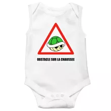 Body bébé La carapace verte « Obstacle sur la chaussée ! » – Parodie Mario Kart