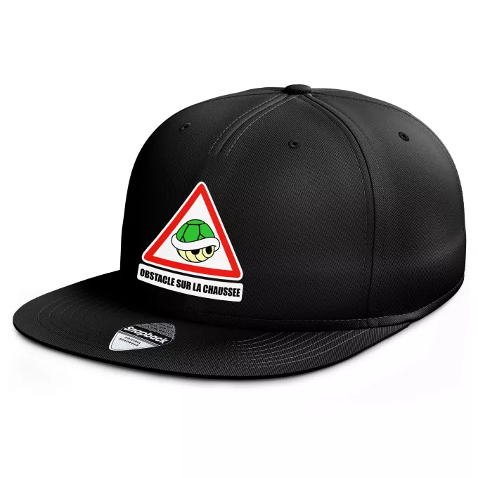 Casquette Rap Snapback Parodie Mario Kart Obstacle sur la chaussée ! - La carapace verte