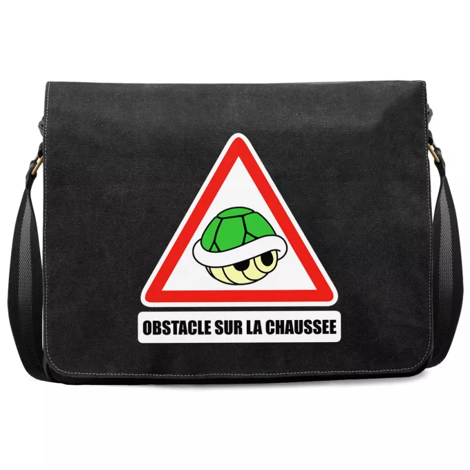 Sac à Bandoulière Premium Parodie Mario Kart Obstacle sur la chaussée ! - La carapace verte