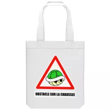 totebag La carapace verte « Obstacle sur la chaussée ! » – Parodie Mario Kart