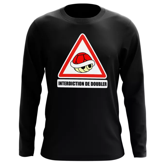 T-Shirts manches longues Parodie Mario Kart Interdiction de doubler ! - La carapace rouge