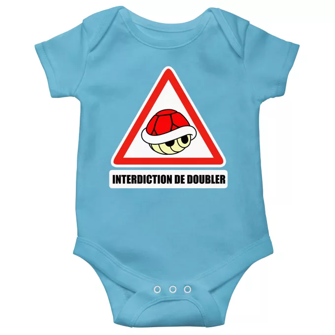 Body bébé manches courtes (garçons) Parodie Mario Kart Interdiction de doubler ! - La carapace rouge