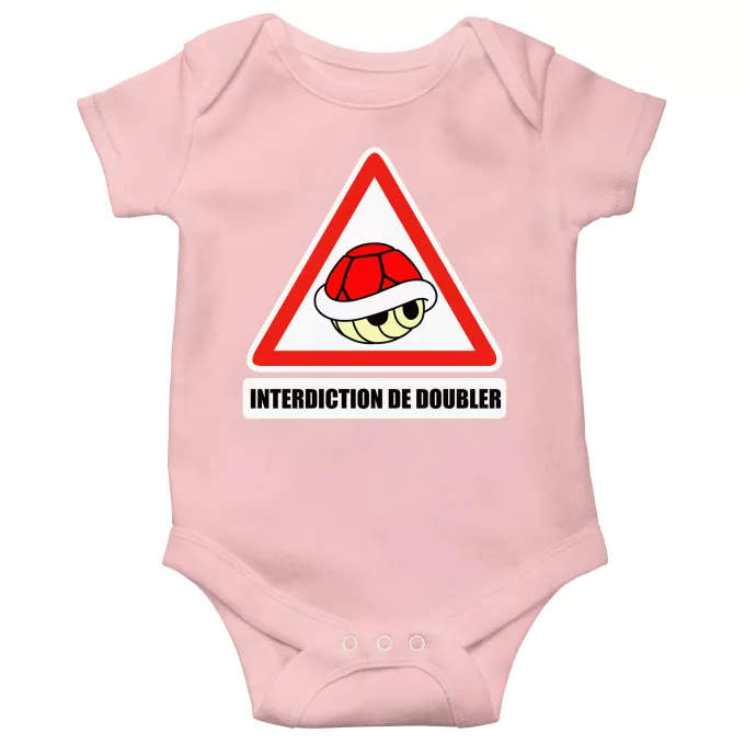 Body bébé manches courtes (Filles) Parodie Mario Kart Interdiction de doubler ! - La carapace rouge