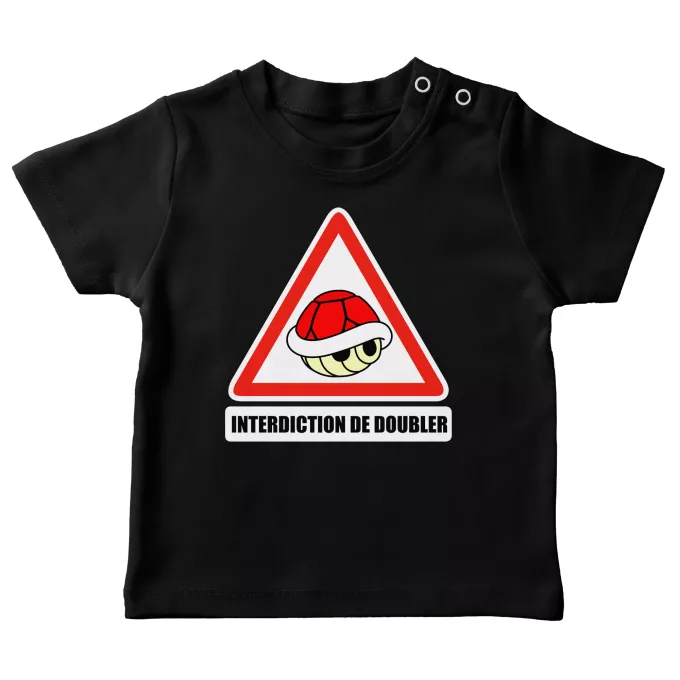 T-shirts bébé Parodie Mario Kart Interdiction de doubler ! - La carapace rouge