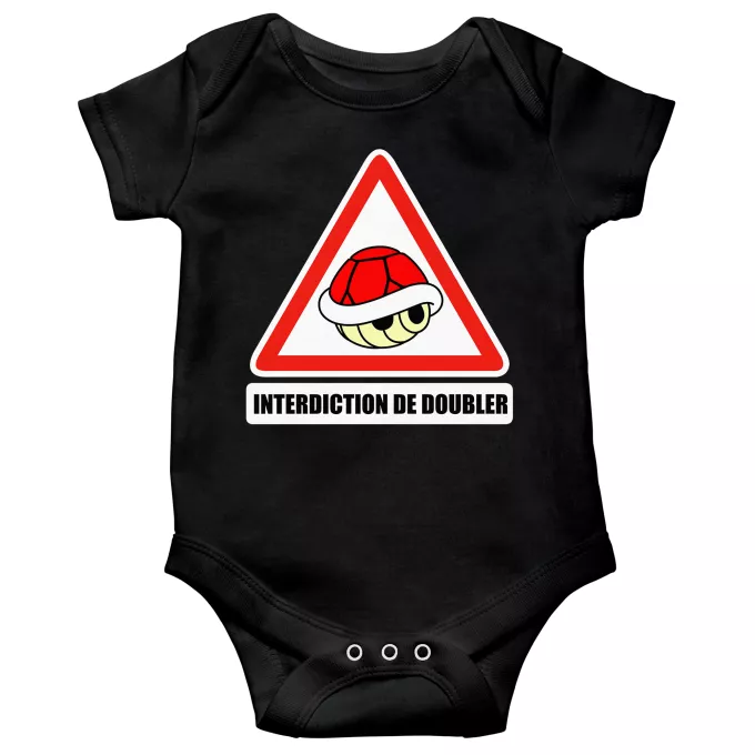 Body bébé manches courtes Parodie Mario Kart Interdiction de doubler ! - La carapace rouge