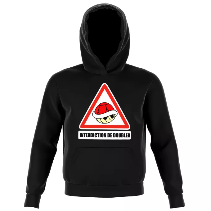 Sweat-shirts à Capuche Enfant Parodie Mario Kart Interdiction de doubler ! - La carapace rouge
