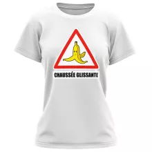 T-shirt Femme La banane « Chaussée glissante ! » – Parodie Mario Kart
