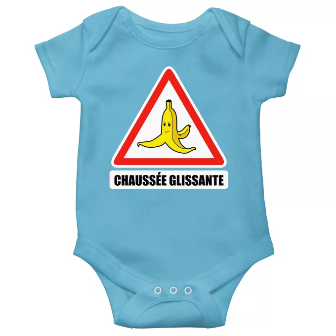 Body bébé manches courtes (garçons) Parodie Mario Kart Chaussée glissante ! - La banane