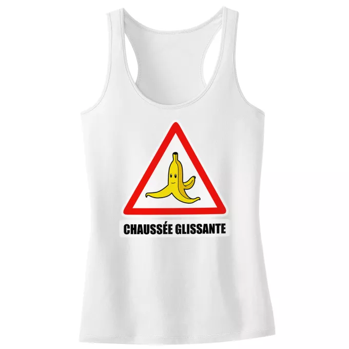 Débardeur Enfant Fille Parodie Mario Kart Chaussée glissante ! - La banane