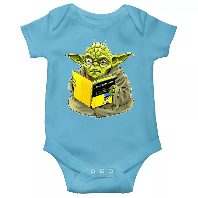 Body bébé manches courtes (garçons) Parodie Star Wars En grammaire, un zéro, il est... :) - Yoda