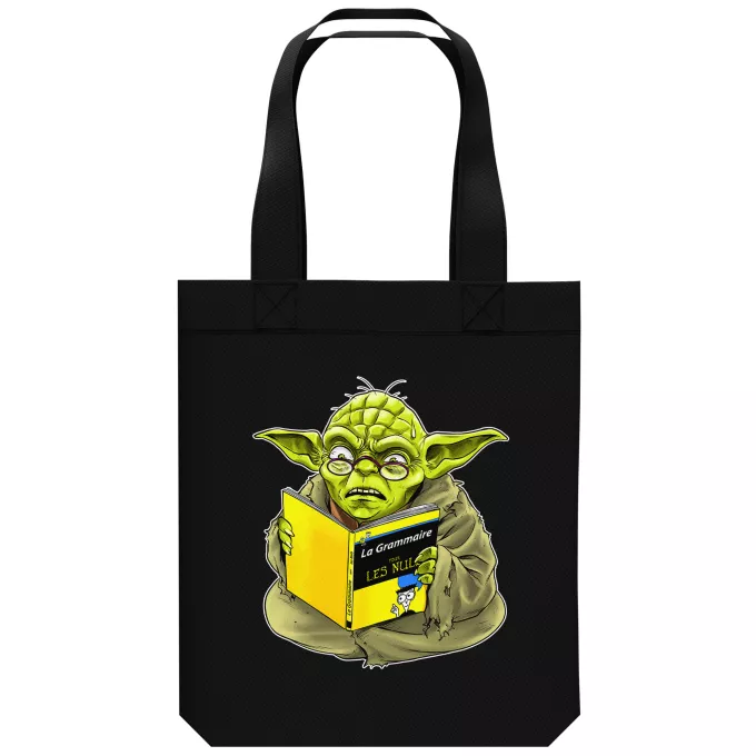 Sac Tote Bag en coton Bio Parodie Star Wars En grammaire, un zéro, il est... :) - Yoda