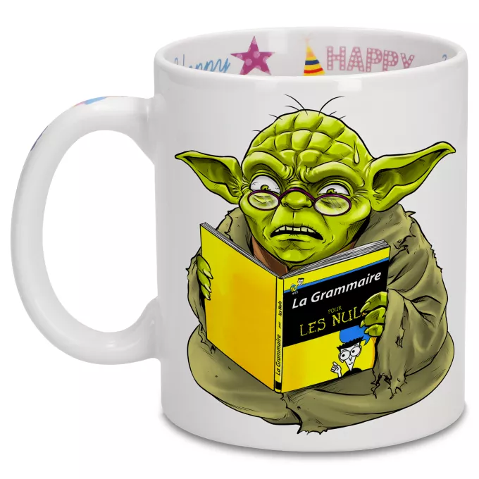 Mugs Anniversaire Parodie Star Wars En grammaire, un zéro, il est... :) - Yoda