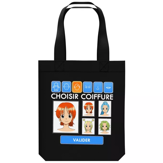 Sac Tote Bag en coton Bio Parodie One Piece Générateur de personnages :) - Nami, Vivi