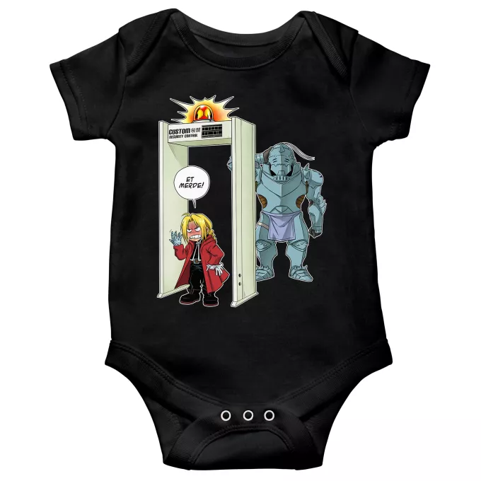 Body bébé manches courtes Parodie Full Metal Alchemist - FMA Détecteur de métaux ! - Edward, Alphonse Elric