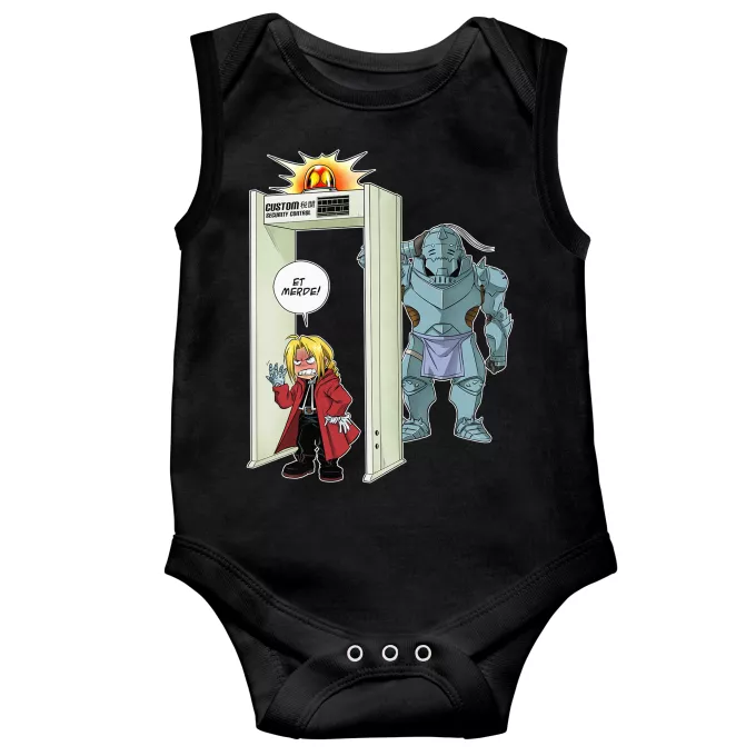 Body bébé sans manches Parodie Full Metal Alchemist - FMA Détecteur de métaux ! - Edward, Alphonse Elric