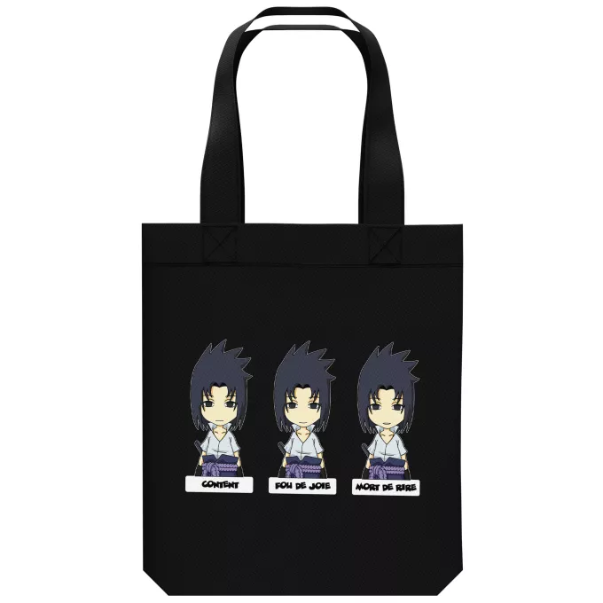 Sac Tote Bag en coton Bio Parodie Naruto L'homme le plus expressif du Monde :) - Sasuke Uchiwa