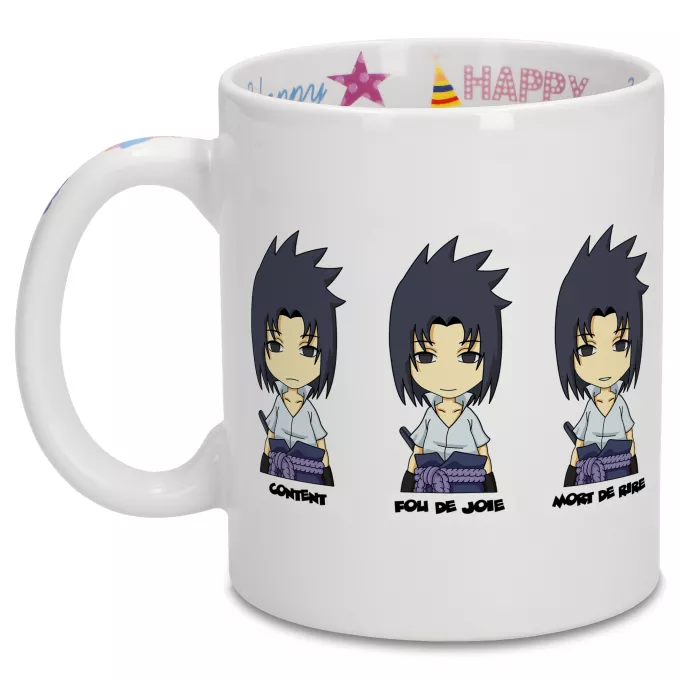 Mugs Anniversaire Parodie Naruto L'homme le plus expressif du Monde :) - Sasuke Uchiwa