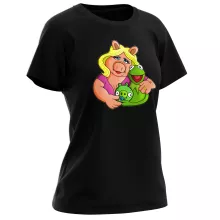 Damen T-shirt “Angry Birds, Kermit und Peggy” – Parodie auf Angry Birds