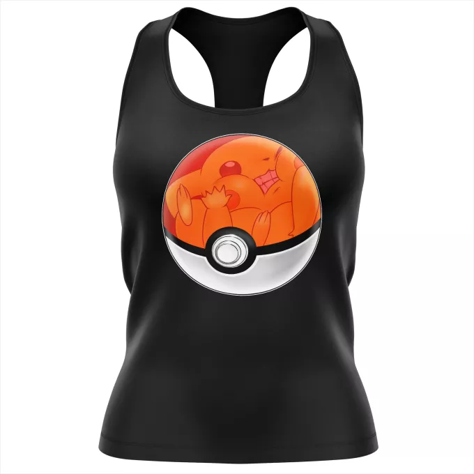 Damen T-shirt Tank top Parodie auf Pokémon Das Pokeball auf Pikachu