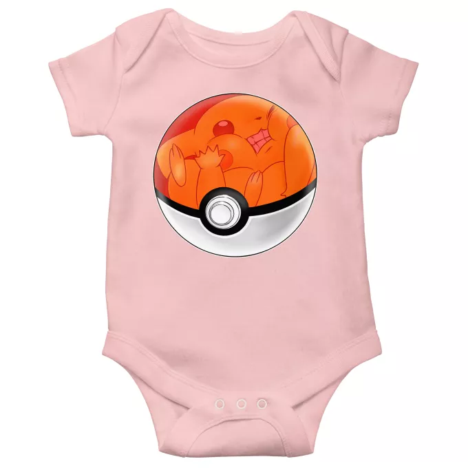 Short-sleeved baby bodysuit (Girls) Parody of Pokémon Pikachu - Why Pikachu hates Poké ball... - Poke Ball