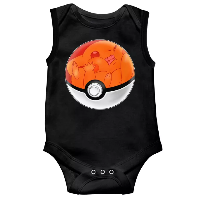 Sleeveless Baby Bodysuits Parody of Pokémon Pikachu - Why Pikachu hates Poké ball... - Poke Ball