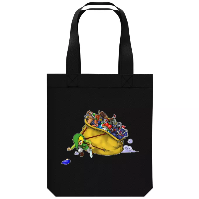 Saco (Tote Bag) de algodão orgânico Paródia Zelda Link