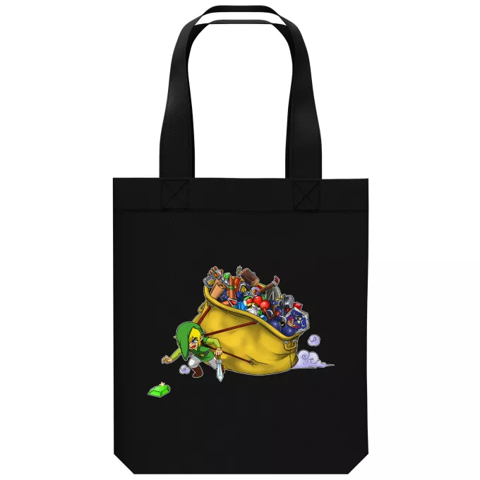 Saco (Tote Bag) de algodão orgânico Paródia Zelda Link