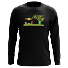 T-Shirts de manga comprida Donatello “Donatello, Michelangelo, Leonardo, Raphael e Super Mario” – Super Mario de parodia