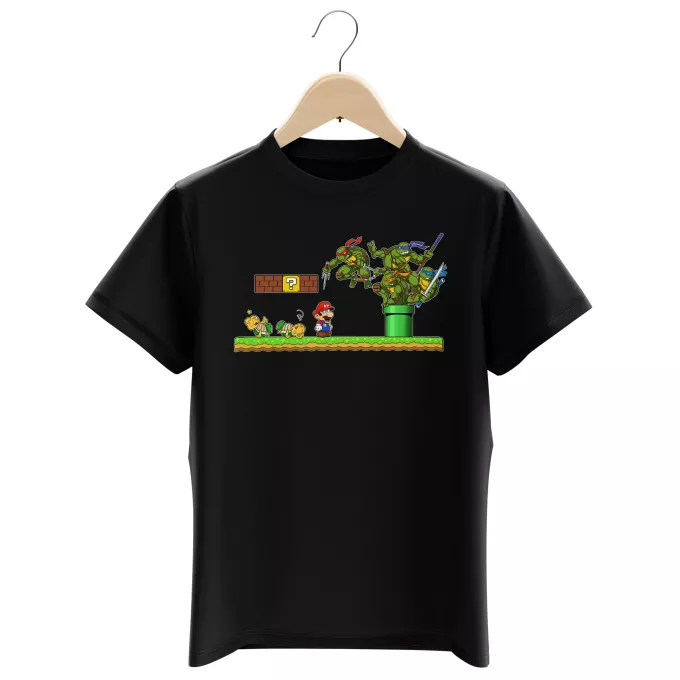 T-shirts crianças rapaz Paródia Super Mario Donatello, Michelangelo, Leonardo, Raphael e Super Mario