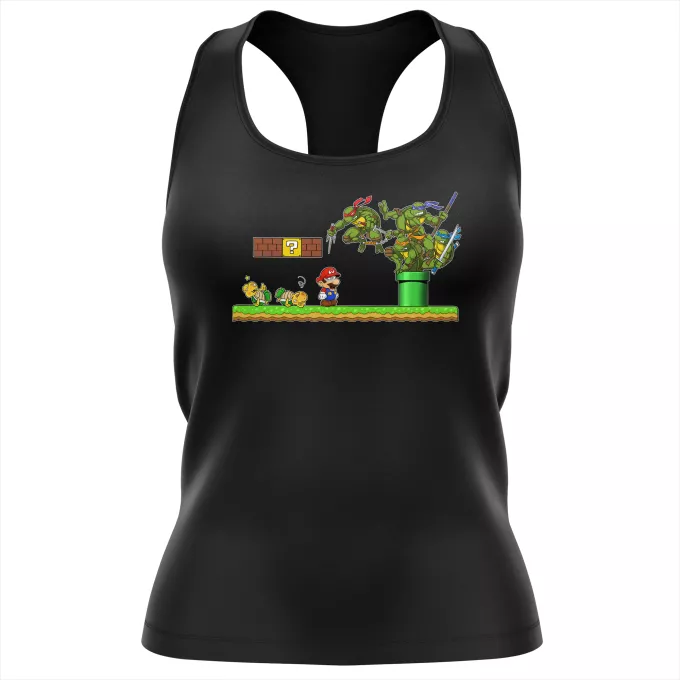 Camisolas de alças Mulheres Paródia Super Mario Donatello, Michelangelo, Leonardo, Raphael e Super Mario