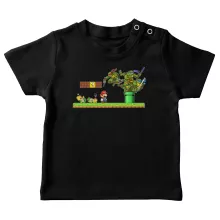 T-shirts para bebés Donatello “Donatello, Michelangelo, Leonardo, Raphael e Super Mario” – Super Mario de parodia
