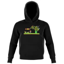 Camisolas com capuz para crianças Donatello “Donatello, Michelangelo, Leonardo, Raphael e Super Mario” – Super Mario de parodia