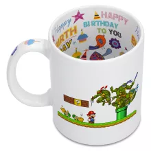 Caneca Donatello “Donatello, Michelangelo, Leonardo, Raphael e Super Mario” – Super Mario de parodia